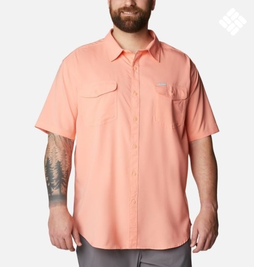 Men's Columbia Utilizer II Solid Short Sleeve Shirts Coral | Plus Size CA-TL485